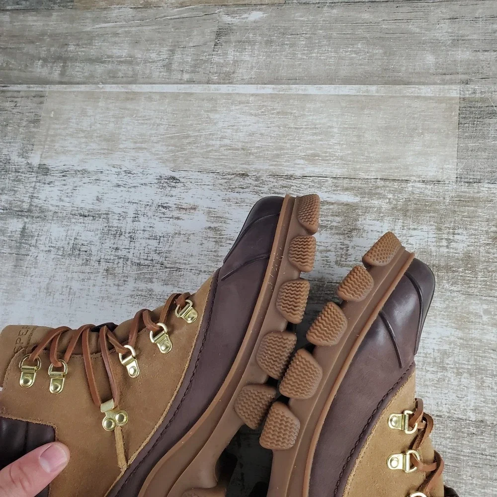 Sperry The Summit Womens‎ Rain Boot Sz 8 Brown Waterproof Lace Up Round Toe